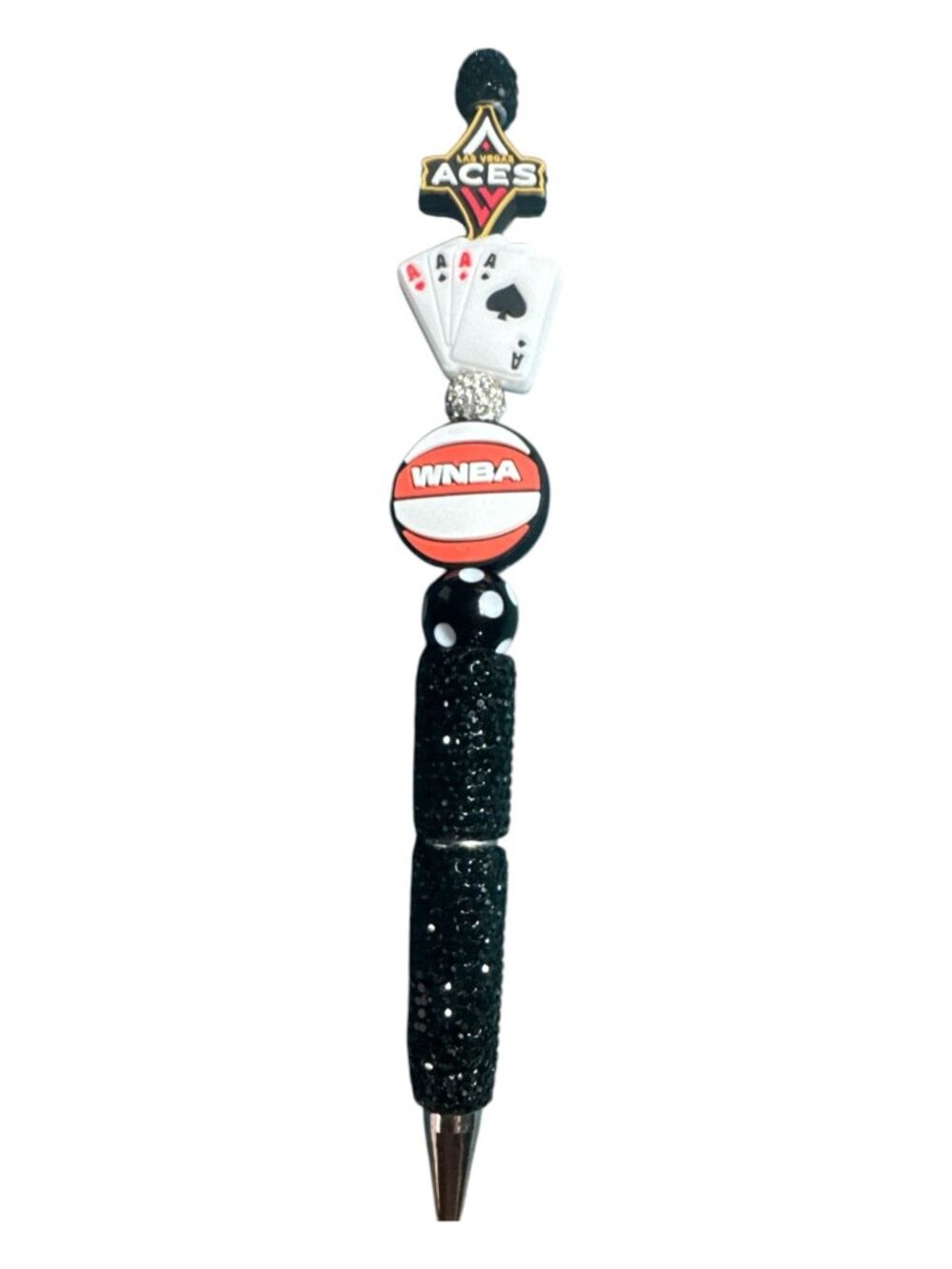 World Champions Las Vegas Aces WNBA Glittery Novelty Pen with Decorative Beads &
